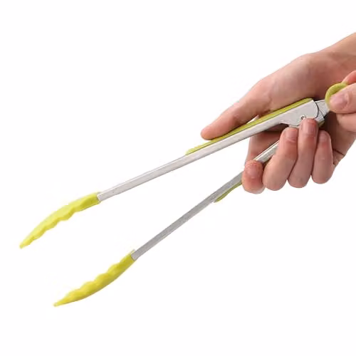 Orsina Stainless Steel Kitchen Tongs with Red Silicone Tips in Green – 1