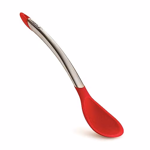 Cuisipro Red Silicone and Stainless Steel Oval Serving Spoon with Hanging Loop