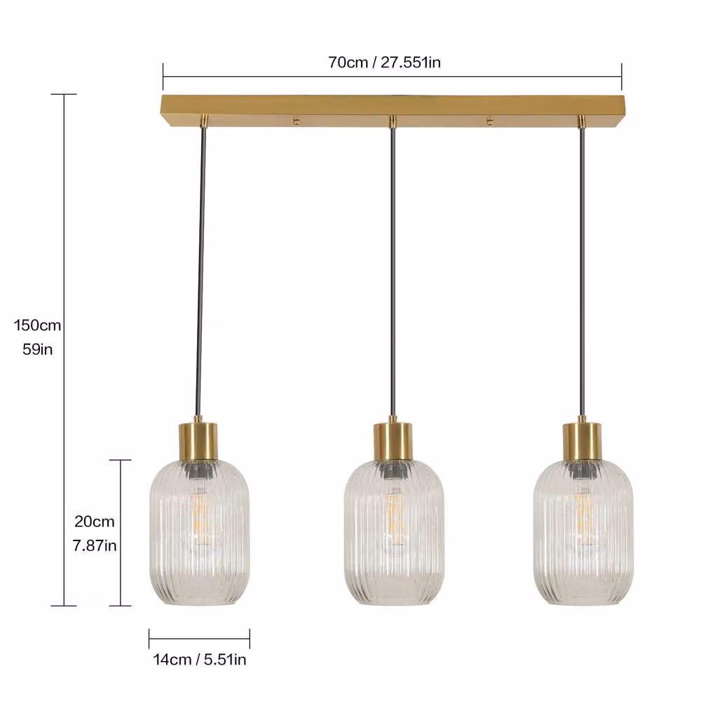 COMELY Round Crystal Pendant Ceiling Light with 3 Lights in Copper – 2