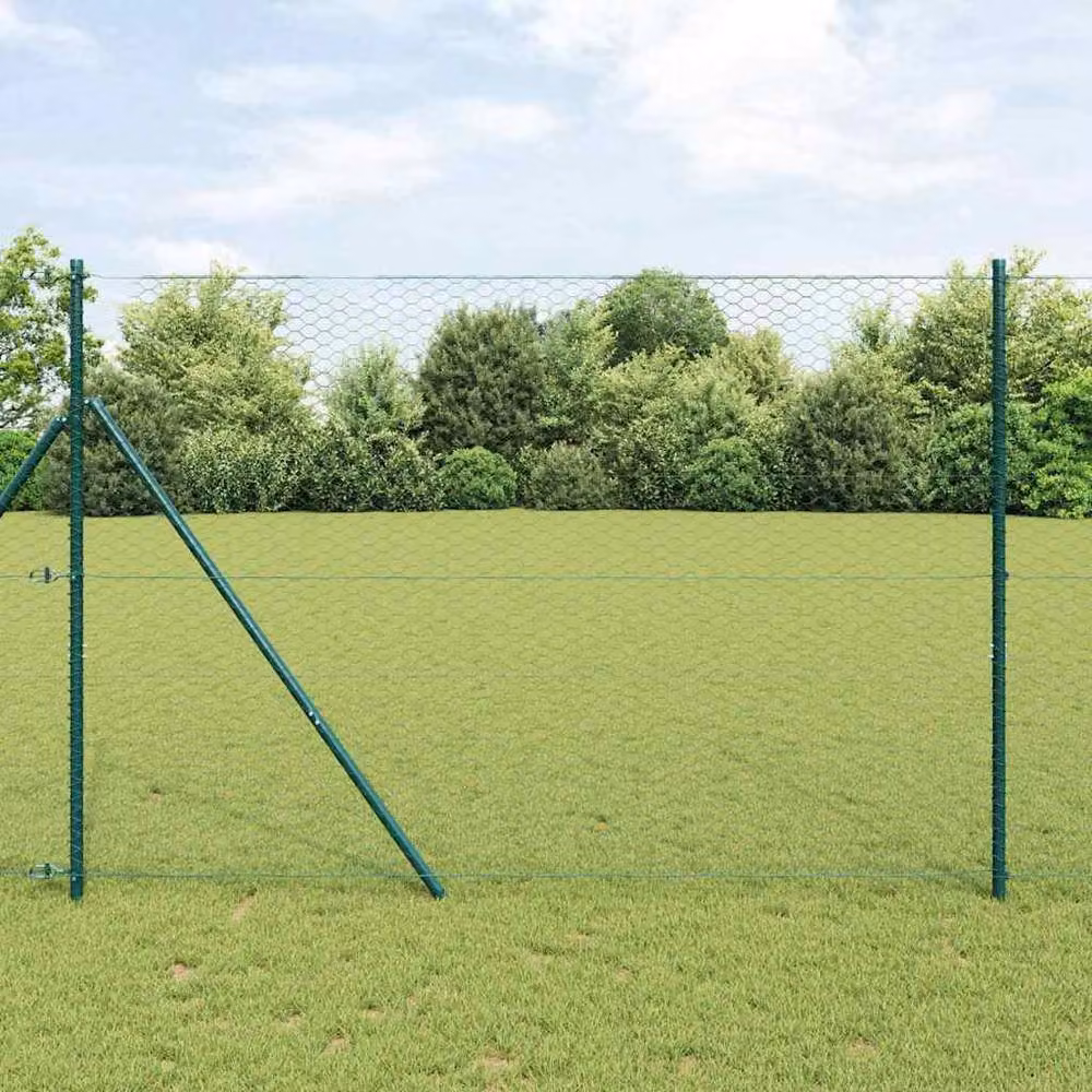 Berkfield Home Green PVC-Coated Hexagon Steel Fence, H: 160 cm x W: 10 m – 2