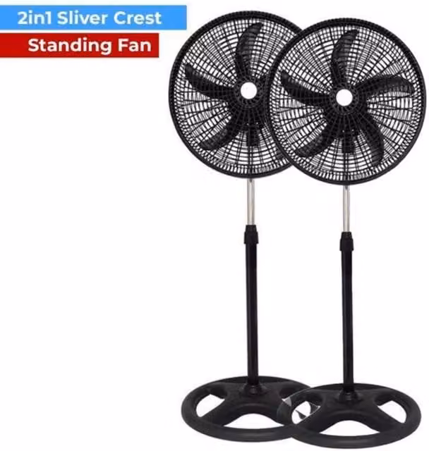 Silvercrest Oscillating Pedestal Fan Pack of 2, Black