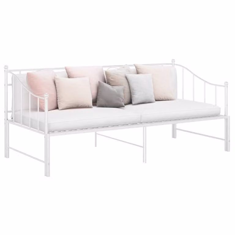 Berkfield Home White Metal Pull-out Sofa Bed Frame W/D/H: 90 x 200 cm