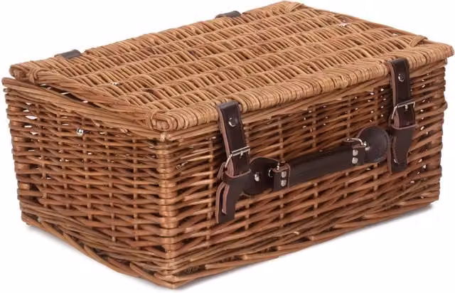 Red Hamper Double Steamed Wicker Picnic Basket in Brown, W/D/H: 45 x 35 x 19 cm – 1