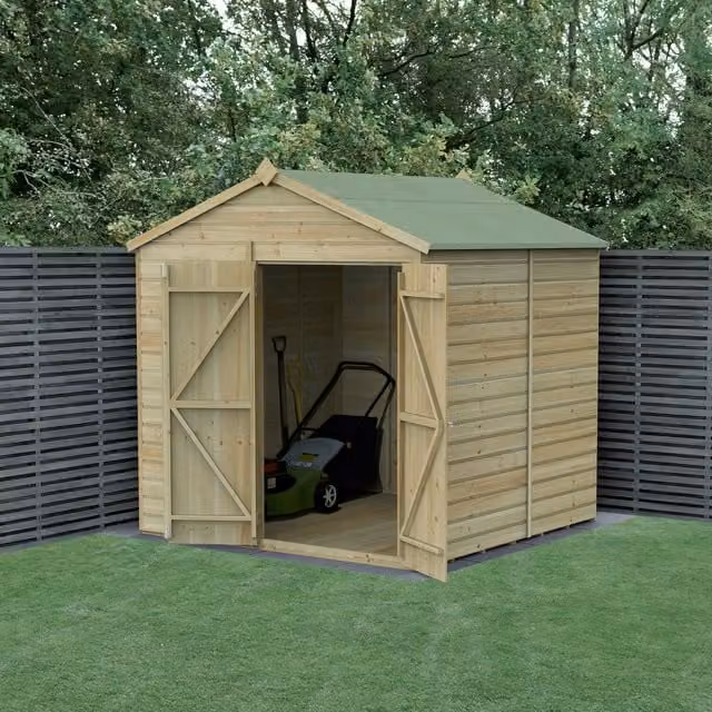 Beckwood 7x7 Apex Wood Garden Shed in Green and Brown with Gable Roof