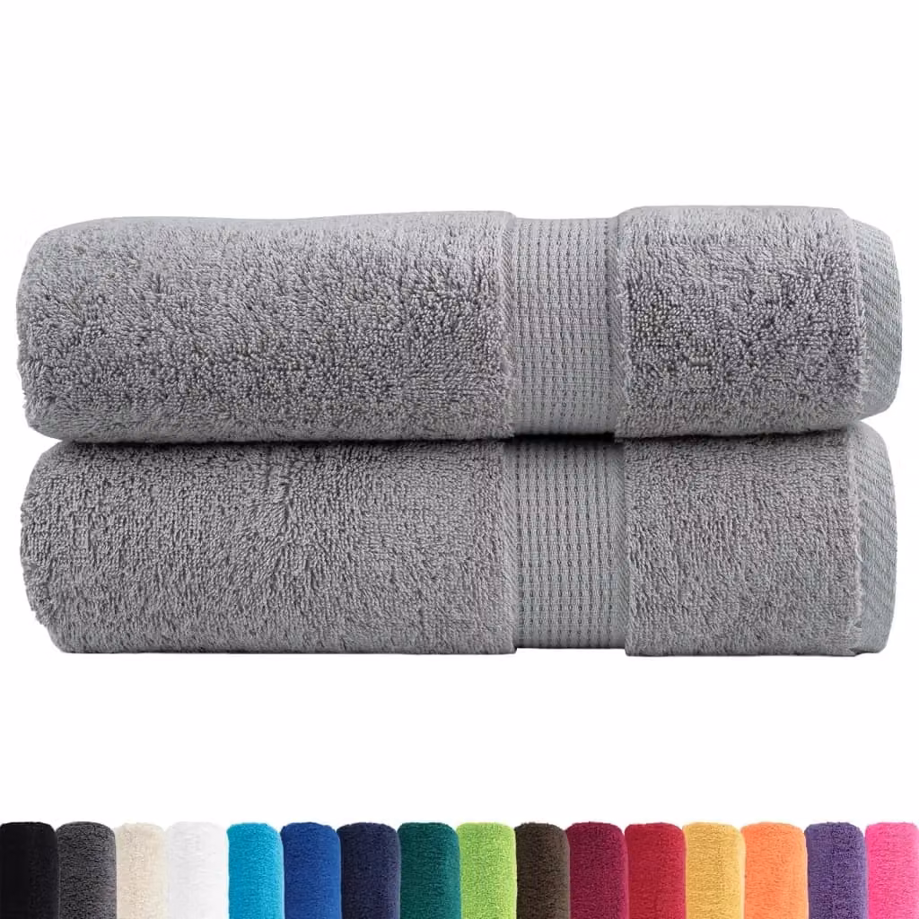 Berkfield Home SOLUND Premium Cotton Terry Bath Towels, 2 Pack, Grey, W: 150 cm, H: 100 cm, 600gsm – 2