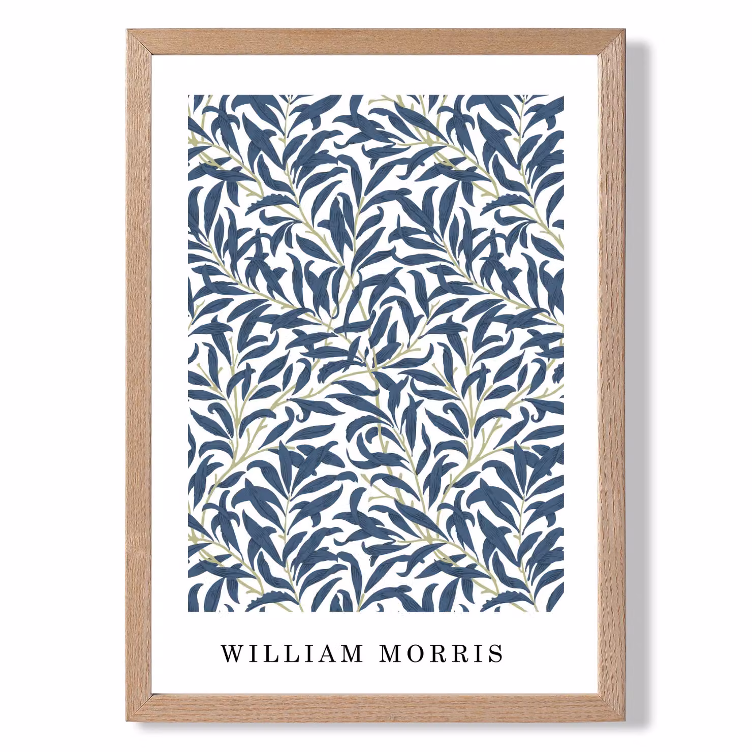ARTZE Vintage William Morris Navy Willow Floral Art Print with Oak Frame, A4 or A3 – 2