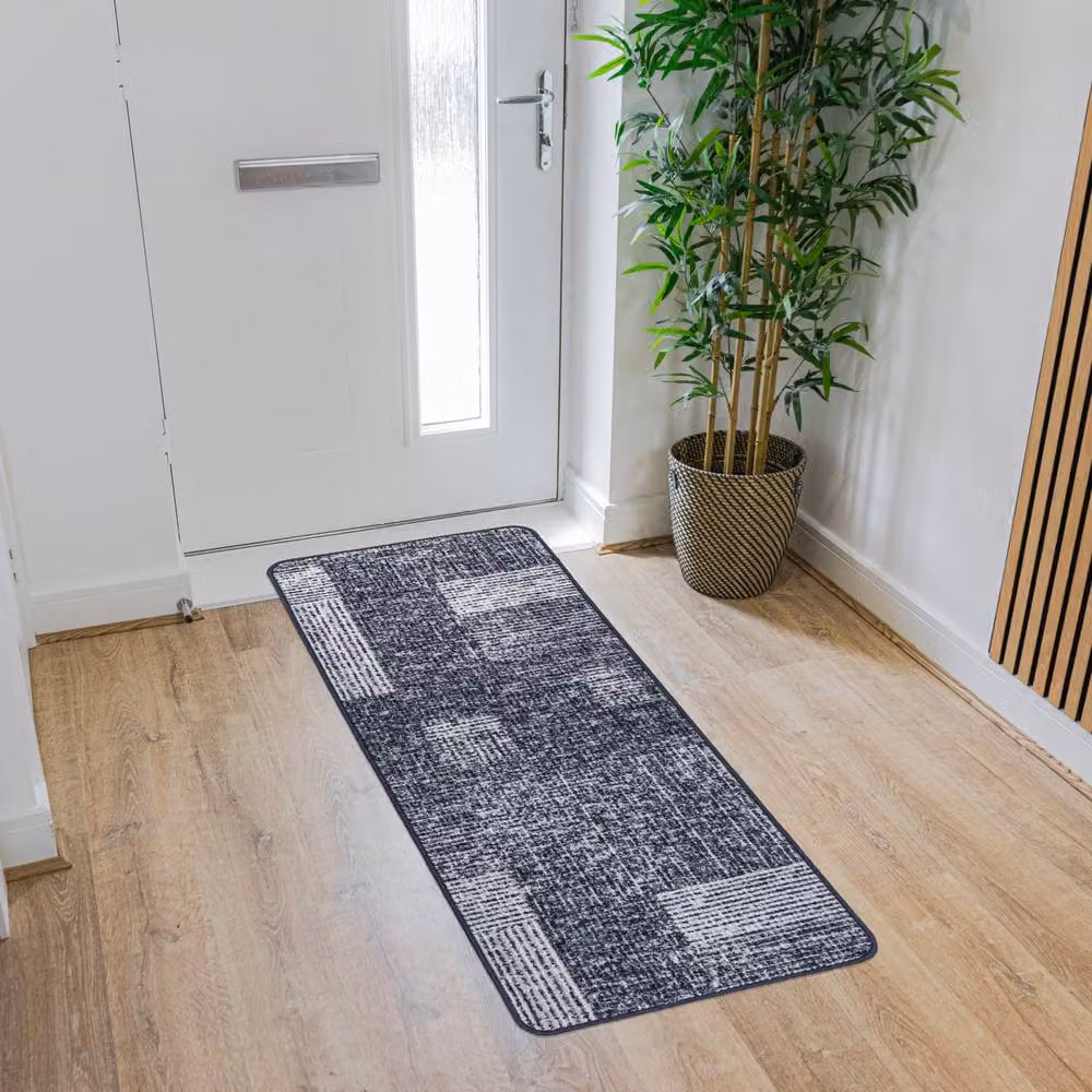 JVL Fiora Machine Washable Abstract Runner in Grey, W/D/H: 50 x 150 cm – 5