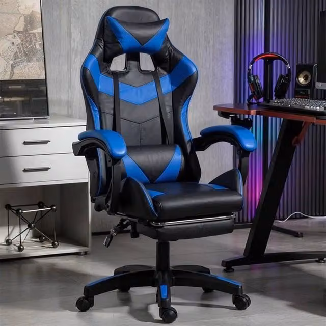 EONLION Black PU Leather Gaming Chair with Headrest and Armrests for Home and Office