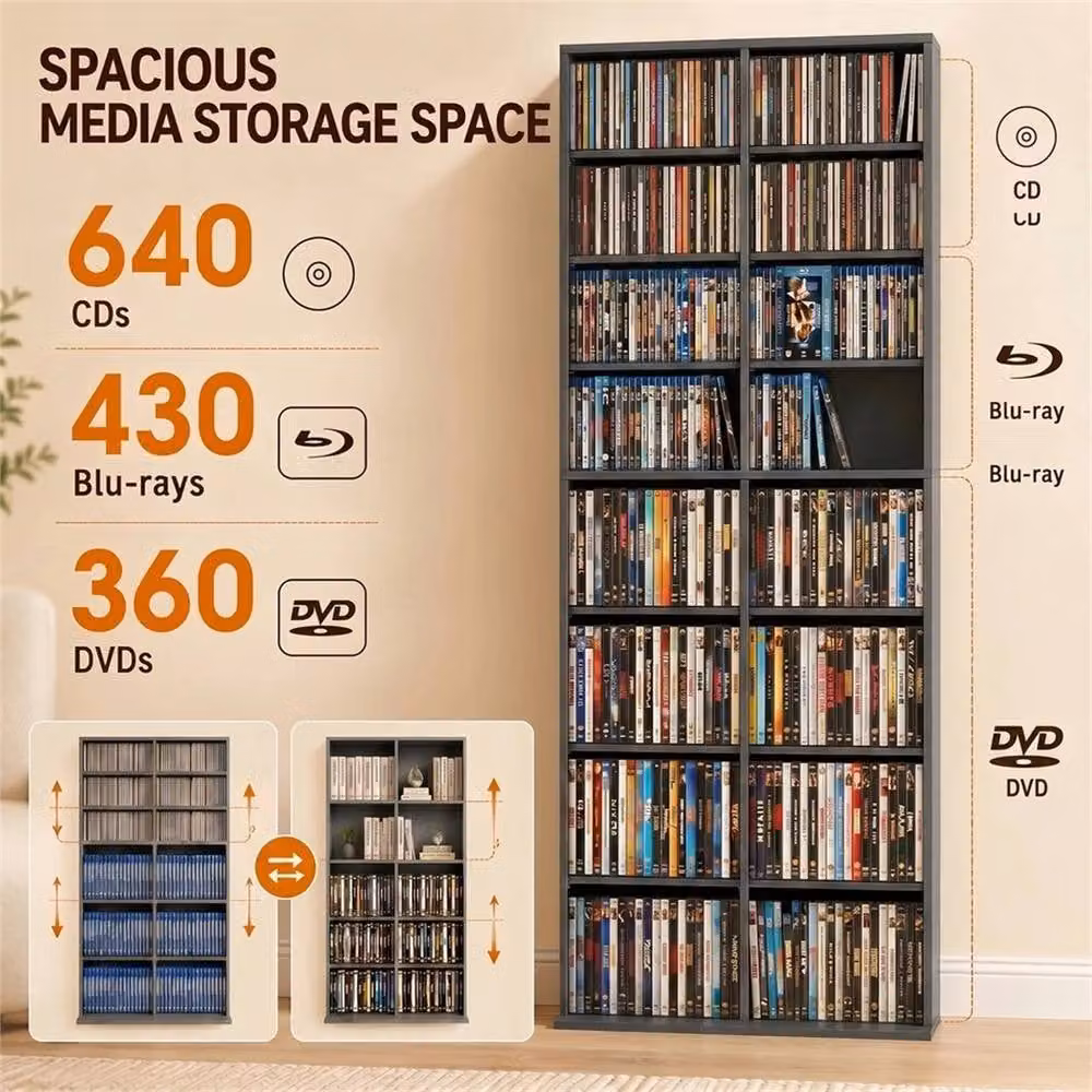 Nestlune 640 CD and DVD Storage Unit in Grey, W: 100 cm, D: 15 cm – 3