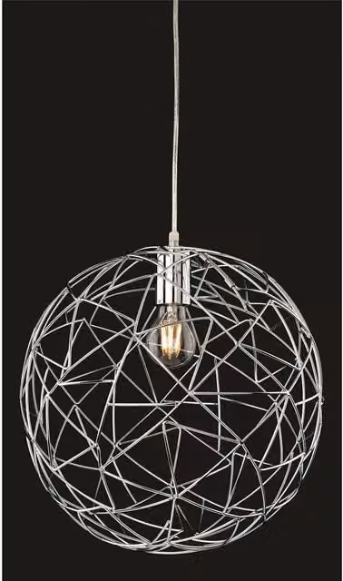 Firstlight Praga Spherical Wire Ceiling Pendant Light in Chrome and Grey with E27 Socket