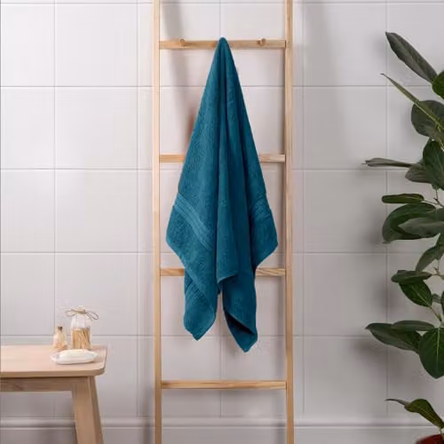 OHS Set of 2 Cotton Terry Bath Towels in Petrol Green – 5