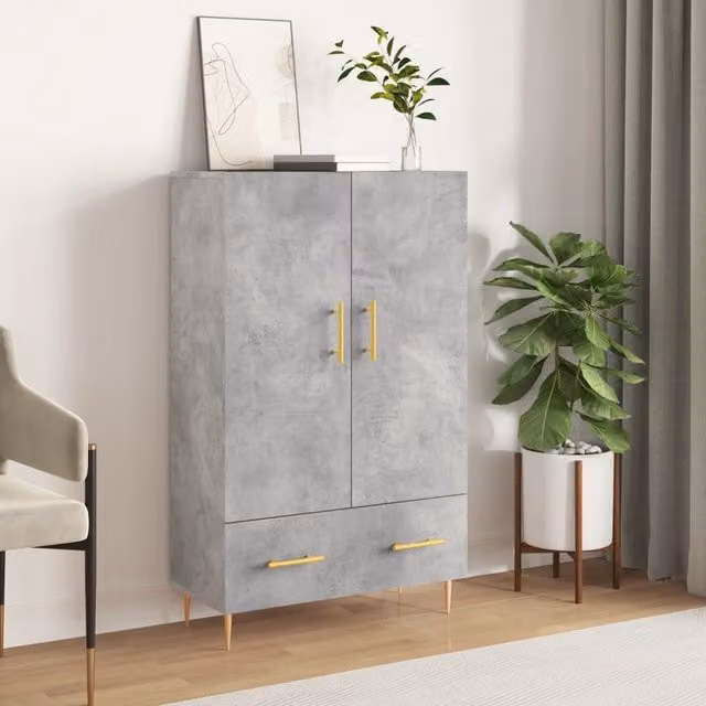 Berkfield Home Modern Highboard in Concrete Grey, W: 69.5 cm, D: 31 cm, H: 115 cm – 1