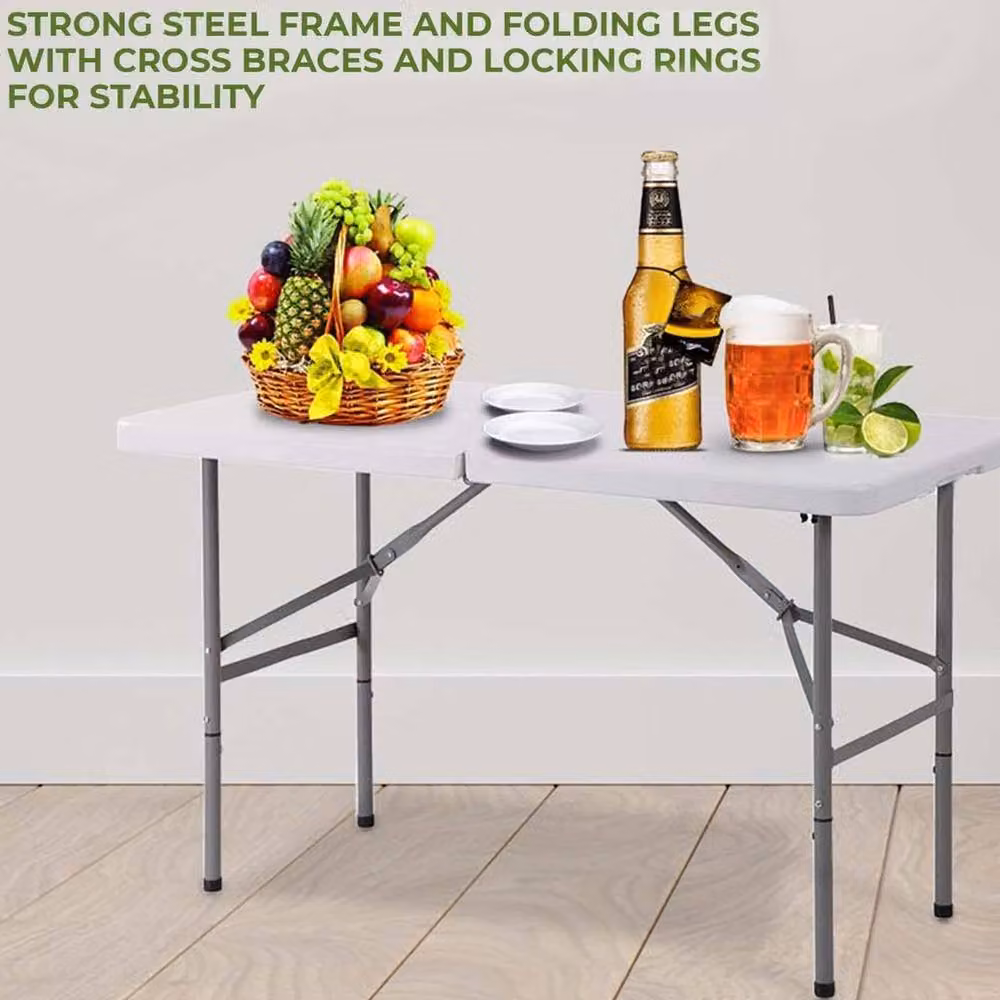 EONLION Heavy Duty Folding Trestle Table in White, W: 100 cm, H: 74 cm – 3