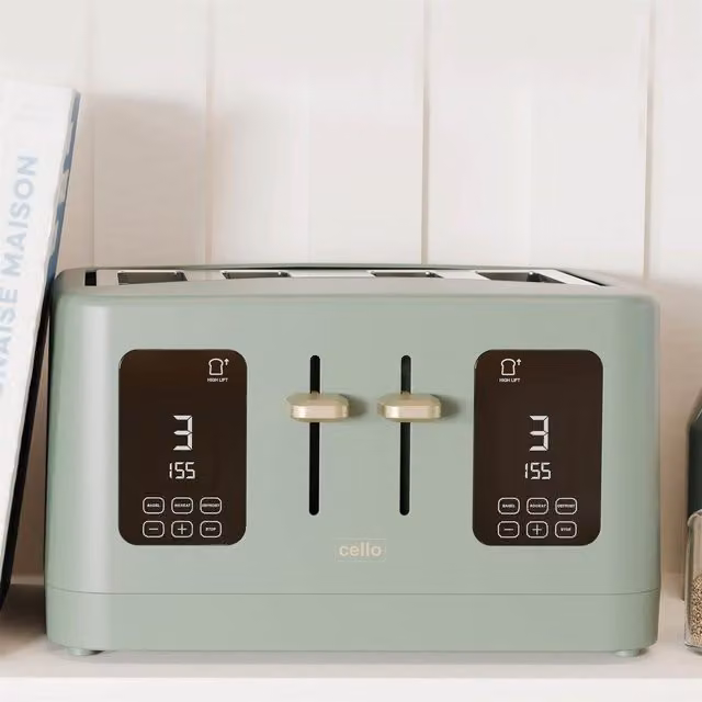 Cello Overture Range 4 Slice Toaster with Digital Display and Timer, Green