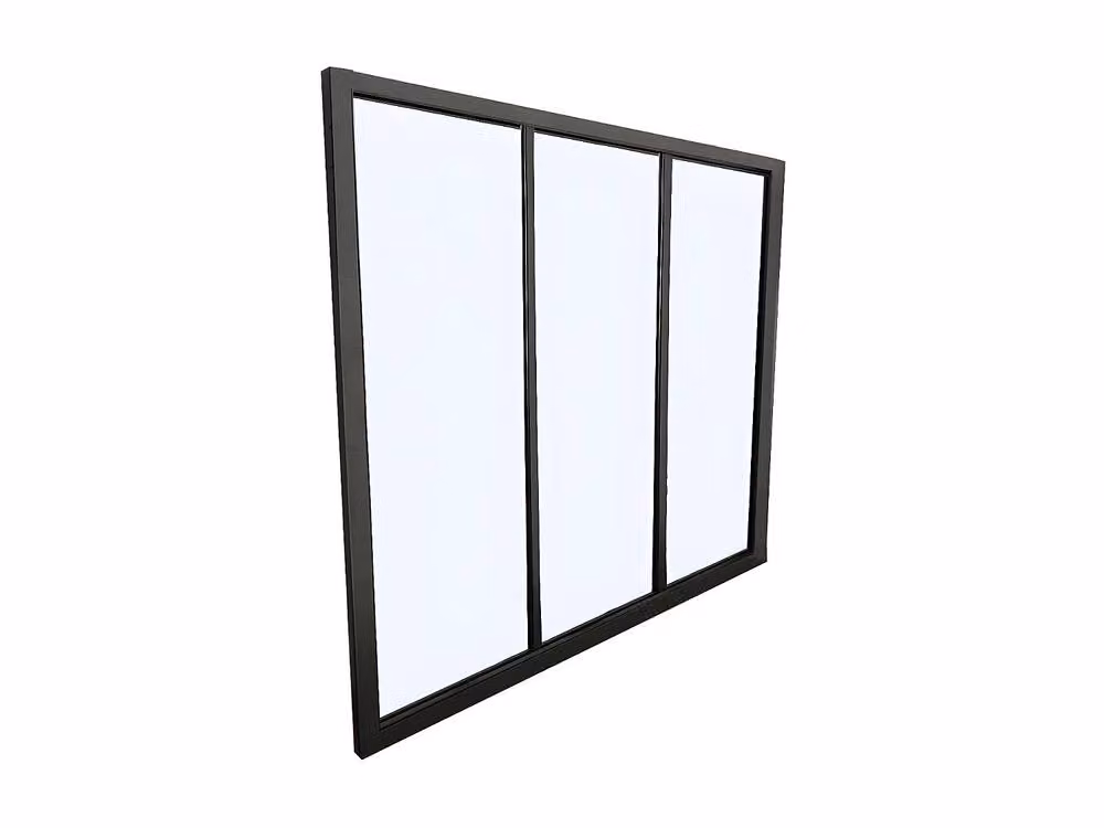 Vente-unique Bayview Powder-Coated Aluminium and Glass Partition, Black, W: 90 cm, H: 130 cm – 2