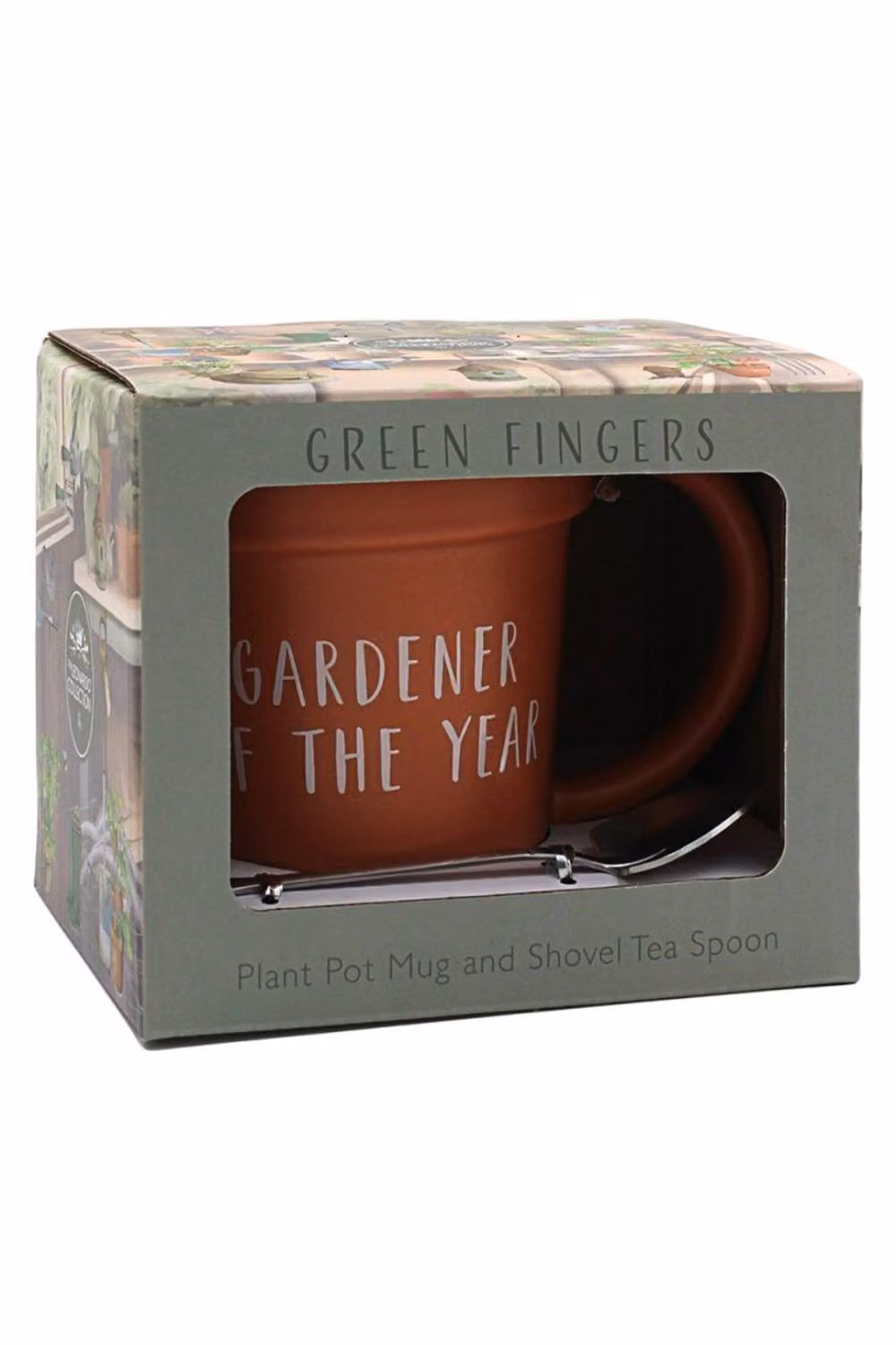 KDMD Gardener Of The Year Ceramic Mug and Stainless Steel Spoon in Terracotta Orange and Brown – 2