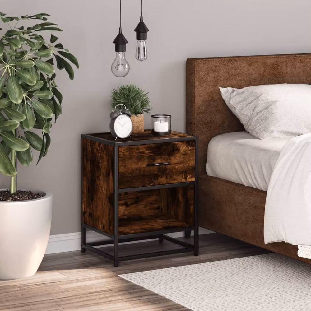 Berkfield Home Smoked Oak Bedside Cabinet in Brown, W/D/H: 40 x 31 x 50 cm – 3