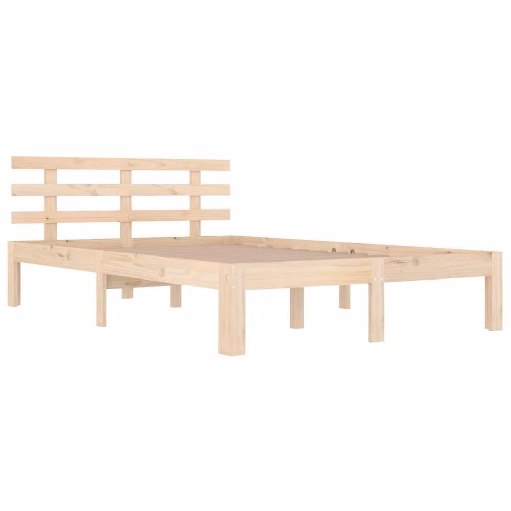 Berkfield Home Solid Pine Wood Bed Frame in Beige, W: 140 cm x L: 190 cm – 3