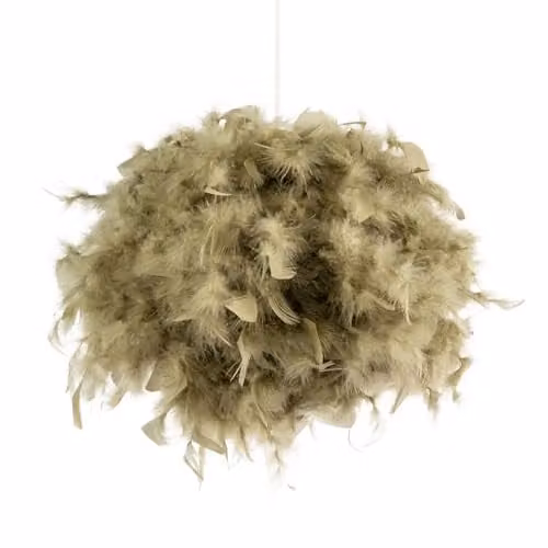 Happy Homewares Modern Green Feather Decorated Sphere Pendant Light Shade, Diameter: 25 cm