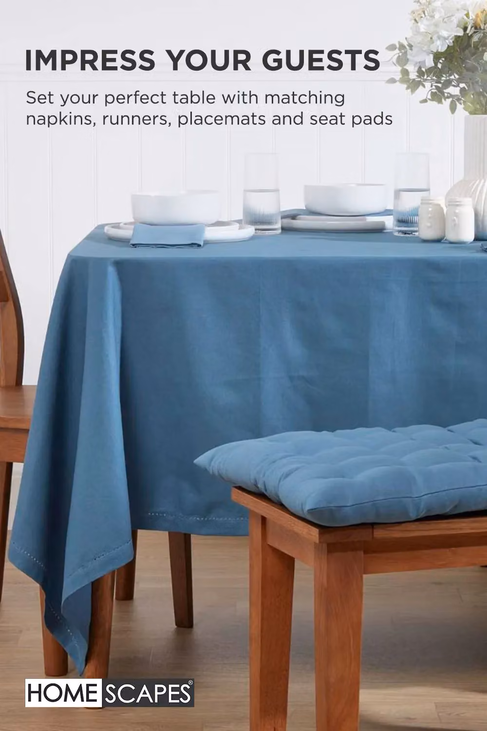Homescapes Blue 2 Seater Garden Bench Cushion, 108 x 42 cm – 3