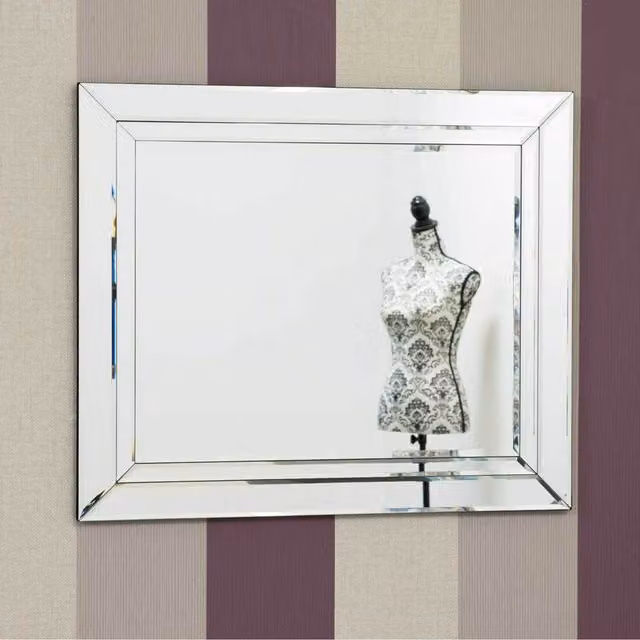 Pennington All Glass Venetian Mirror by MirrorOutlet in Silver, W: 58 cm, H: 68 cm