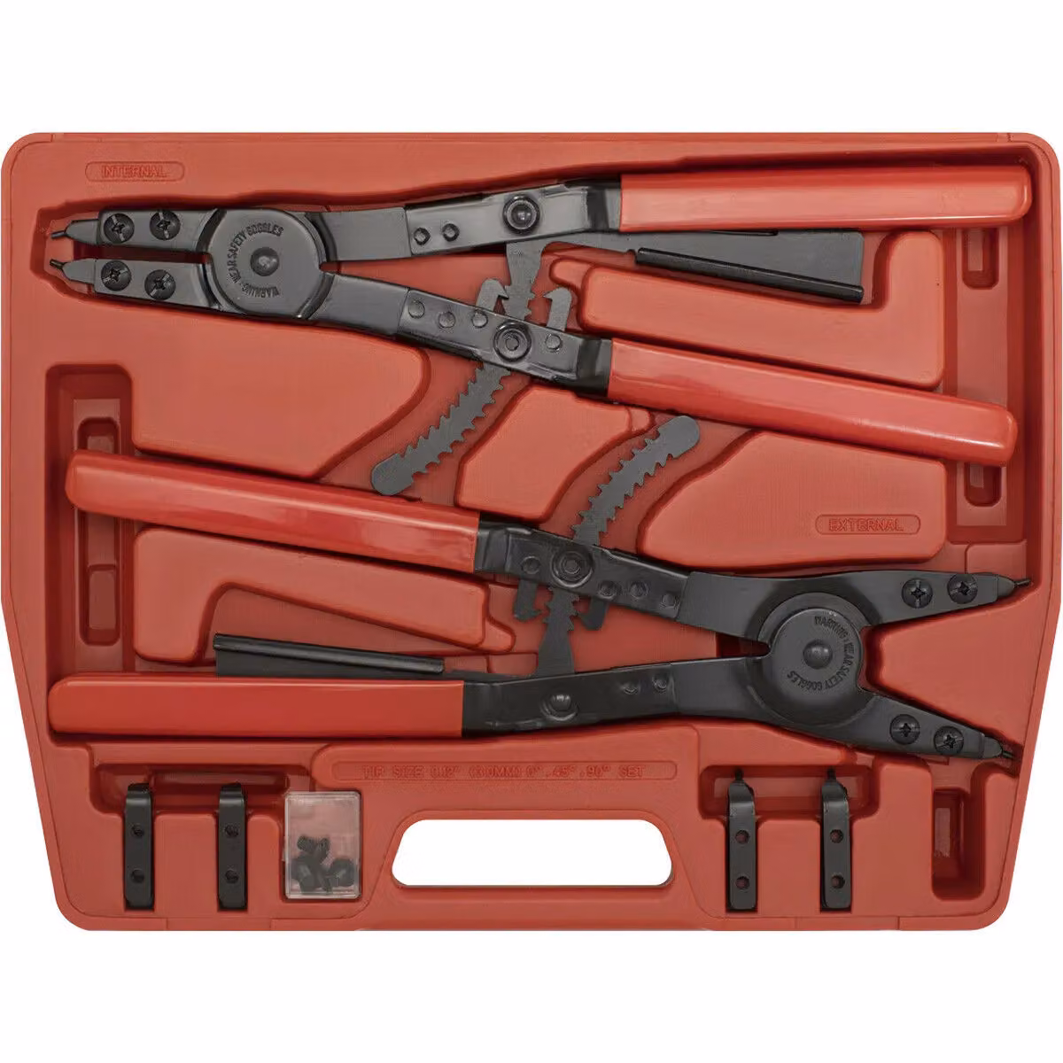 Loops Heavy Duty Circlip Pliers Set, Internal and External, Red and Multicolour, 400mm – 3