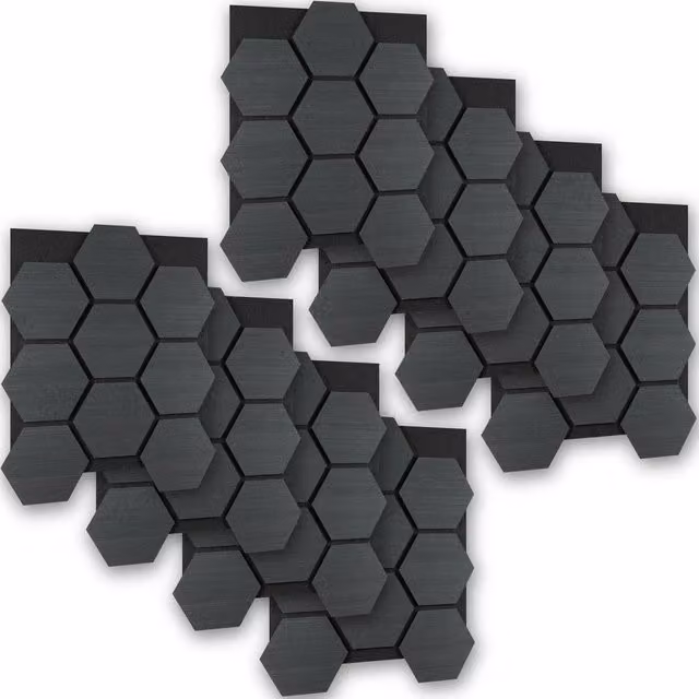 tectake Sound-Absorbing Felt Acoustic Panels in Black Oak Wood Look, W/H: 62 x 76 cm – 1