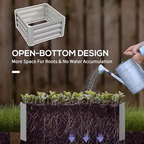 Outsunny Set of 2 Galvanised Steel Raised Garden Beds in Grey, W/D/H: 60 x 60 x 30.5 cm – 4
