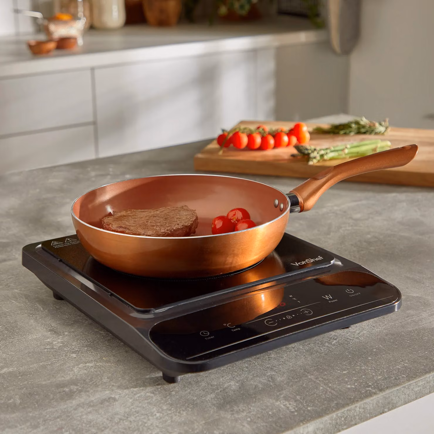 VonShef Single Portable Induction Hob with 2000W Power, LED Digital Display and Timer in Black – 8