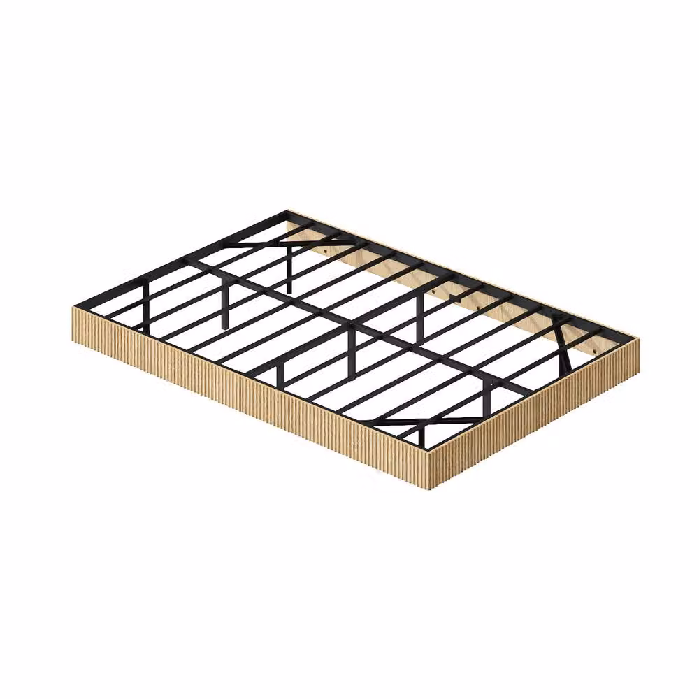 Matteo Modern Floating Bed in Brown Natural Fluted Wood and Metal, W/D/H: 140 x 200 cm – 5
