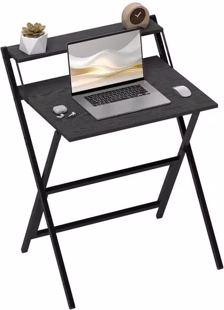 KORVIXA Black Folding Computer Desk for Bedroom and Home Office, W/D/H: 100 x 100 x 70 cm – 1