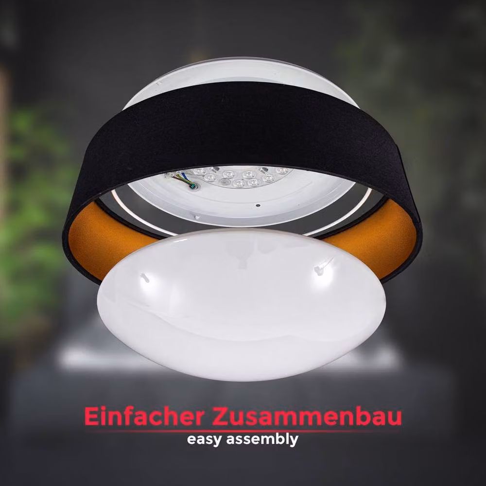 B.K.Licht Round LED Ceiling Light in Black and Gold, 18W, 2200Lm, 4000K Neutral White, Diameter: 40 cm – 5