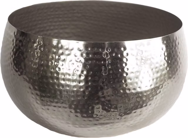 Leaf Silver Hammered Metal Tabletop Bowl, W: 32 cm, D: 20 cm, H: 20 cm – 2