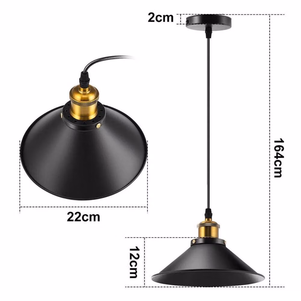 Havendro Vintage Industrial LED Dome Pendant Ceiling Light in Black – 2