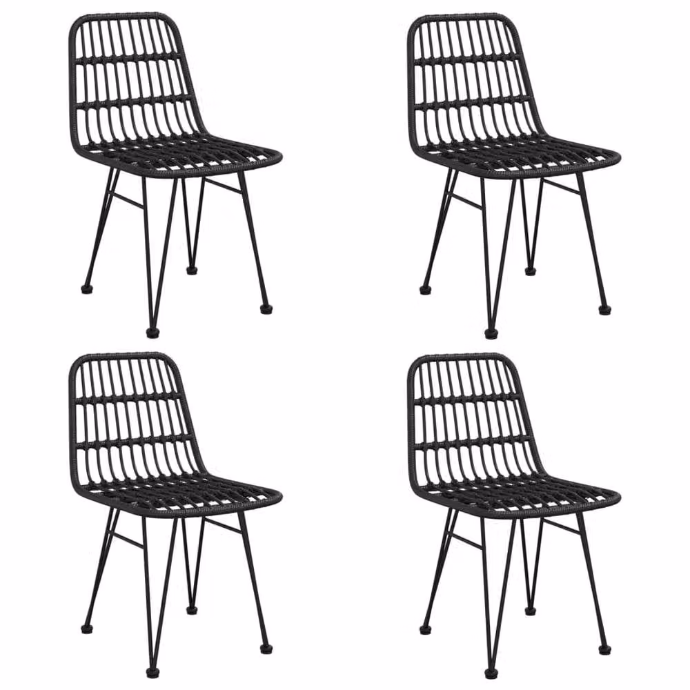 Berkfield Home Beautiful 5 Piece Black Poly Rattan Garden Dining Set – 2