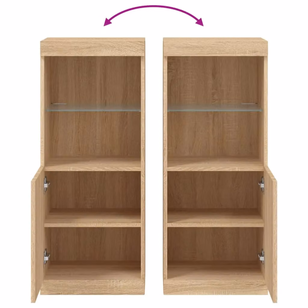 Berkfield Home Modern Sideboard with Integrated LED Lights in Sonoma Oak Brown, W/D/H: 41 x 37 x 100 cm – 4