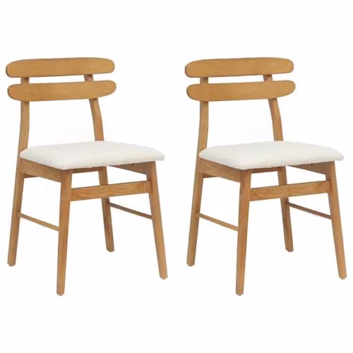 vidaXL Set of 2 Dining Chairs in Brown Solid Rubberwood