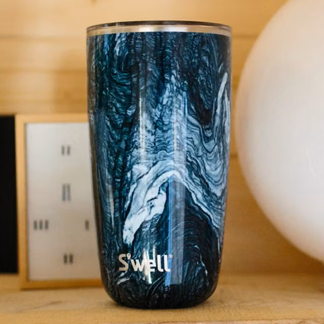S'well Azurite Marble Blue Stainless Steel Tumbler with Lid, 530ml