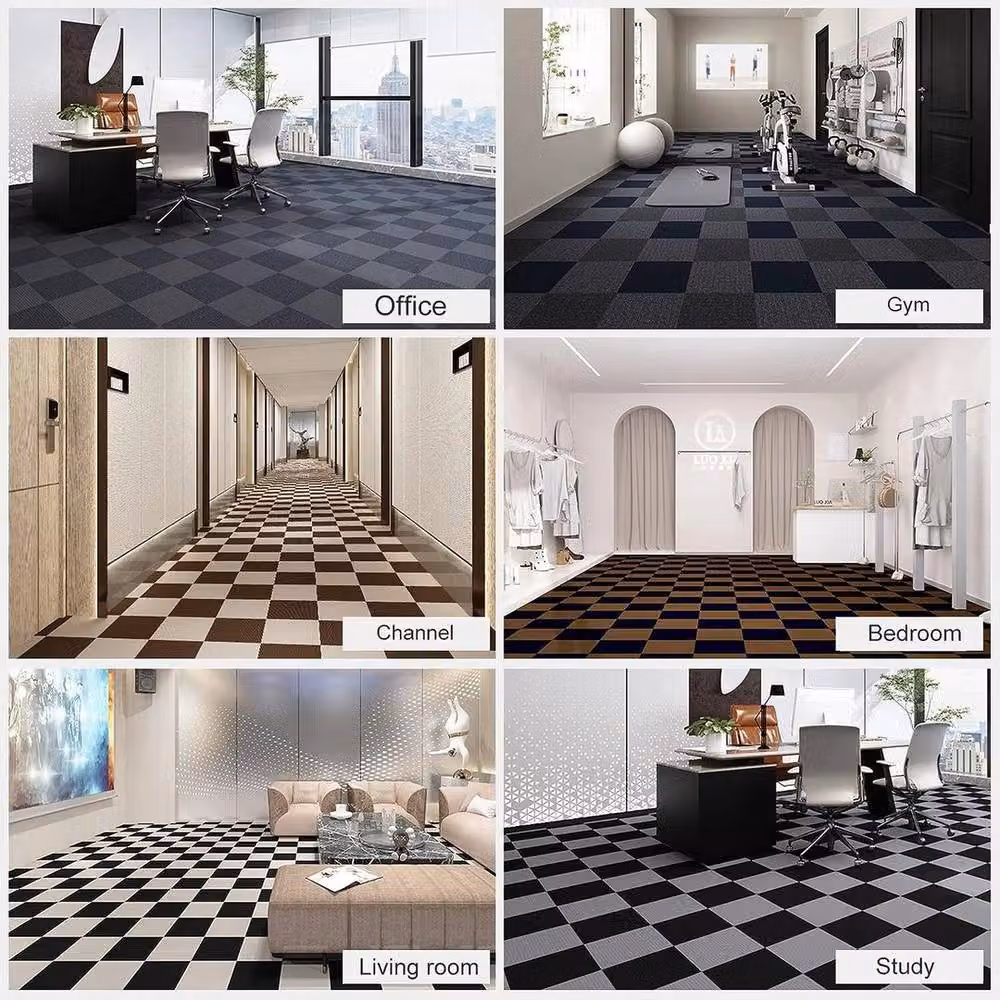 FLAVORA Grey Non-Slip Polyester Carpet Tiles, 20 Pack, W/D: 50 x 50 cm – 4