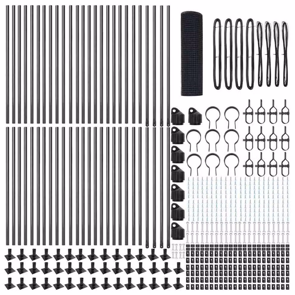 Berkfield Home Modern Welded Wire Fence with 7 Flanged Posts, Grey Steel, W: 100 m, H: 0.5 m – 4