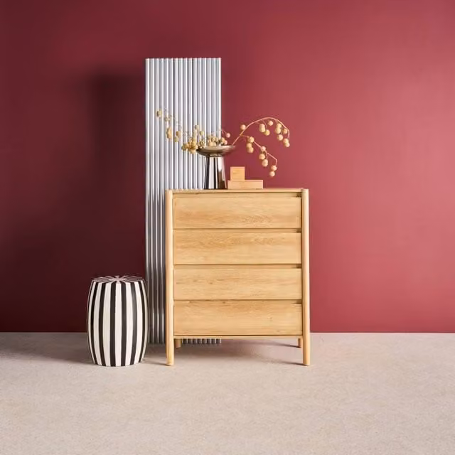sweeek Modern Wood Effect Chest of 4 Drawers in Brown, W/D/H: 98 x 40 x 80 cm