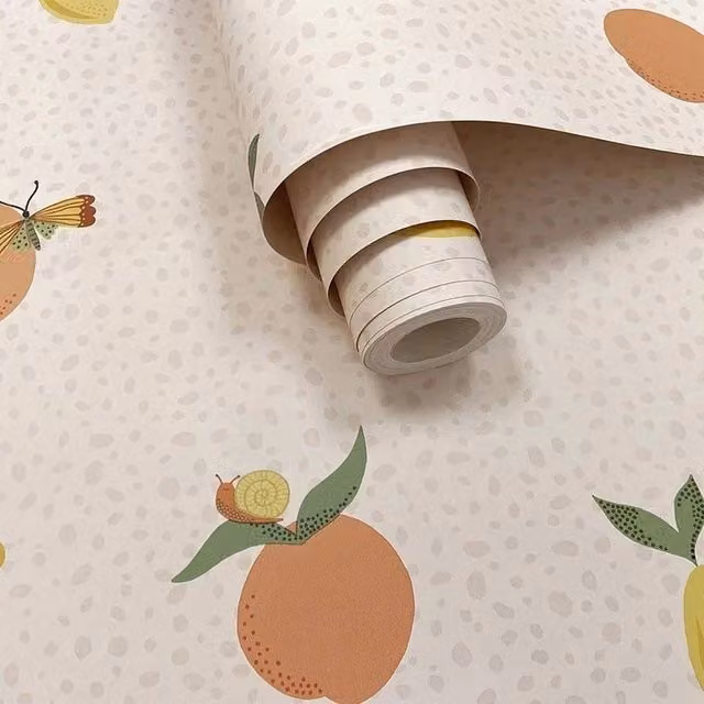 Havendro Tutti Fruity Wallpaper in Coral Orange
