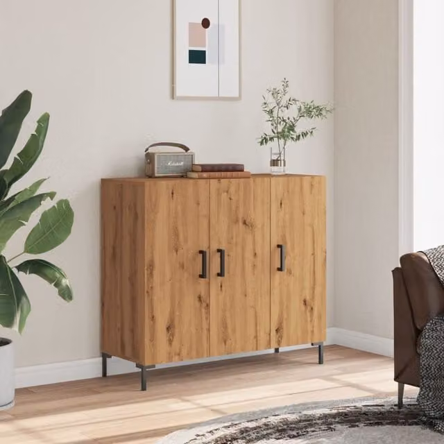 Berkfield Home Artisan Oak Sideboard in Brown, W/D/H: 90 x 34 x 80 cm – 1