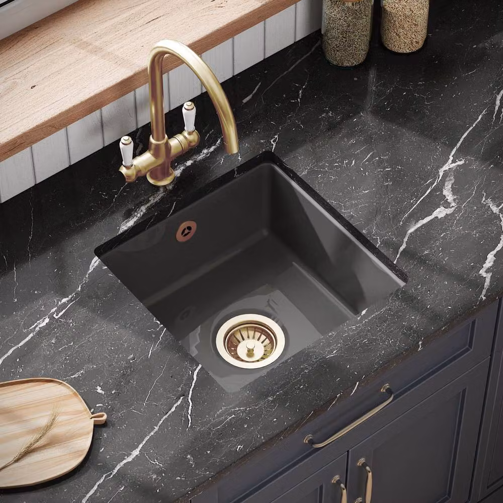 Balterley Ceramic Single Bowl Square Undermount Kitchen Sink, Grey – 2