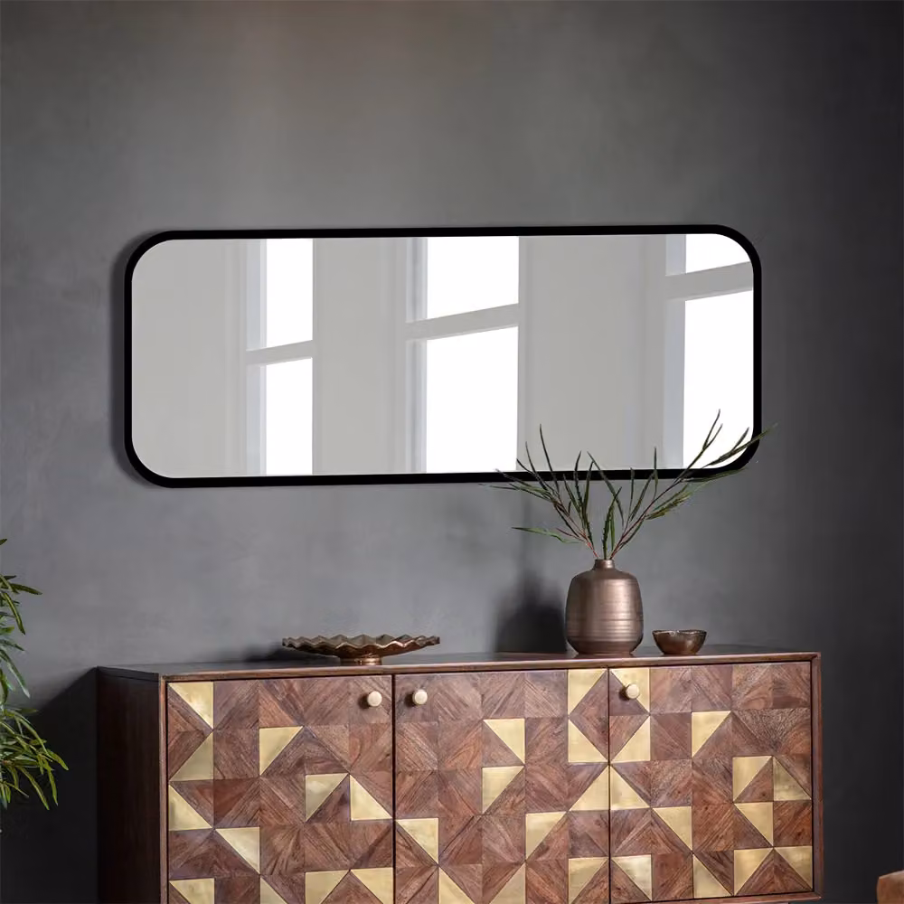 Agenzia 14 Modern Black Metal Frame Full Length Wall Mirror H 156.5 x W 65.5 cm – 2