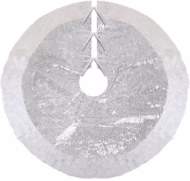 VFM e-Store Christmas Sequin Tree Skirt Decoration in Silver and White, W: 49 cm, D: 31 cm