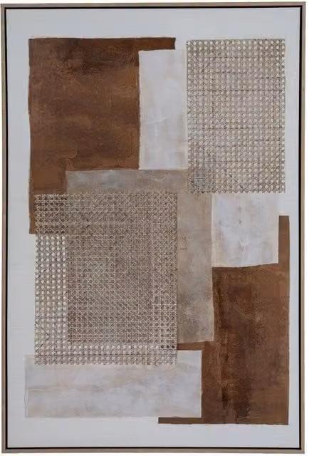 Lemon Pavilion Furniture and Decor Sedora Hand Painted Abstract Canvas in Wood Frame, Multi-colour, W80 x H120 cm