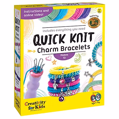Creativity for Kids Quick Knit Charm Bracelets Multicolour DIY Friendship Bracelet Making Kit for 10 Bracelets – 1
