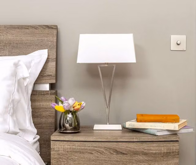 Pagazzi Lizzie Touch Table Lamp in White and Chrome, Height: 49.5 cm
