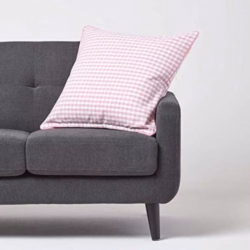 Homescapes Pink and White Gingham Check Cotton Cushion Cover, W/D/H: 60 x 60 x 60 cm – 2